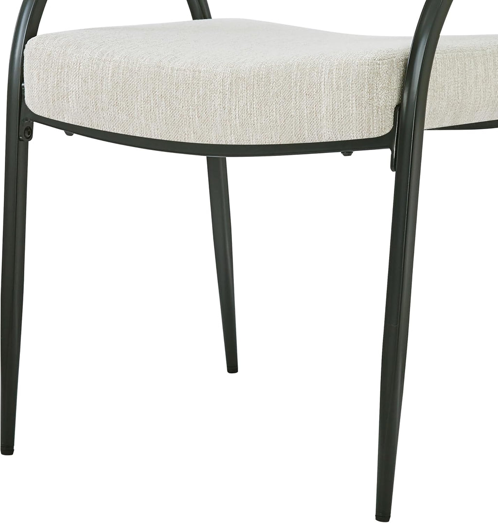 Christopher Knight Home Soft Padded Dining Chairs Set of 2, Upholstery Dining Chairs, Curved Backrest Accent Chairs, Metal Legs Comfortable Seating for Home Dining Room or Kitchen, Beige