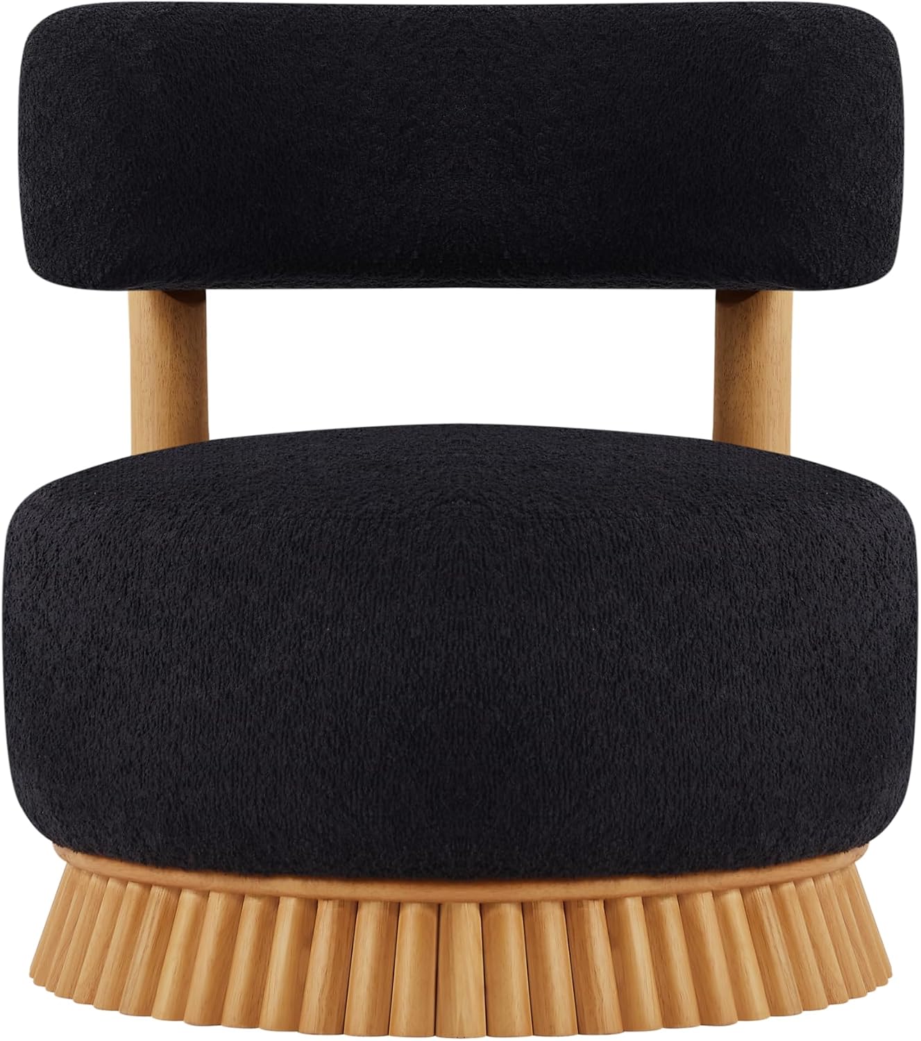 Christopher Knight Home Eloise Modern Accent Chair Set of 2, Boucle Upholstered Lounge Chair Indoor with Wooden Frame, Comfy Reading Chair for Bedroom, Black+Natural