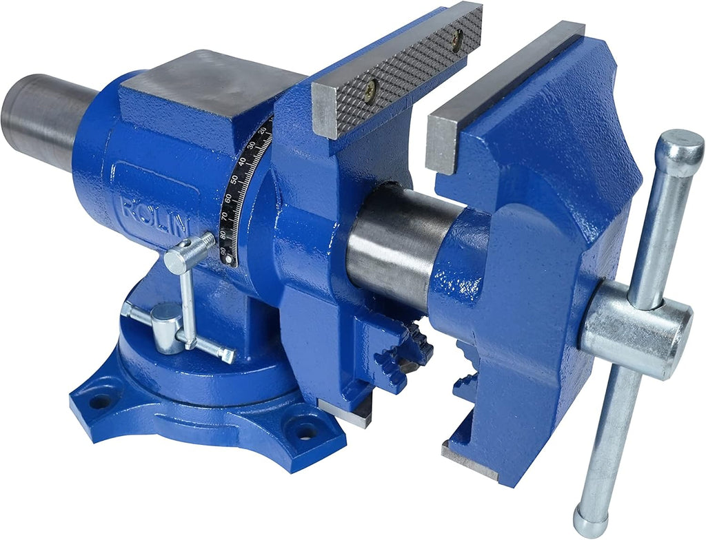 Rolin Vise 5 Inch Multi-Function Vises With Anvil Blue Bench Vise Heavy Duty Tools 360 Degree Swivel Base