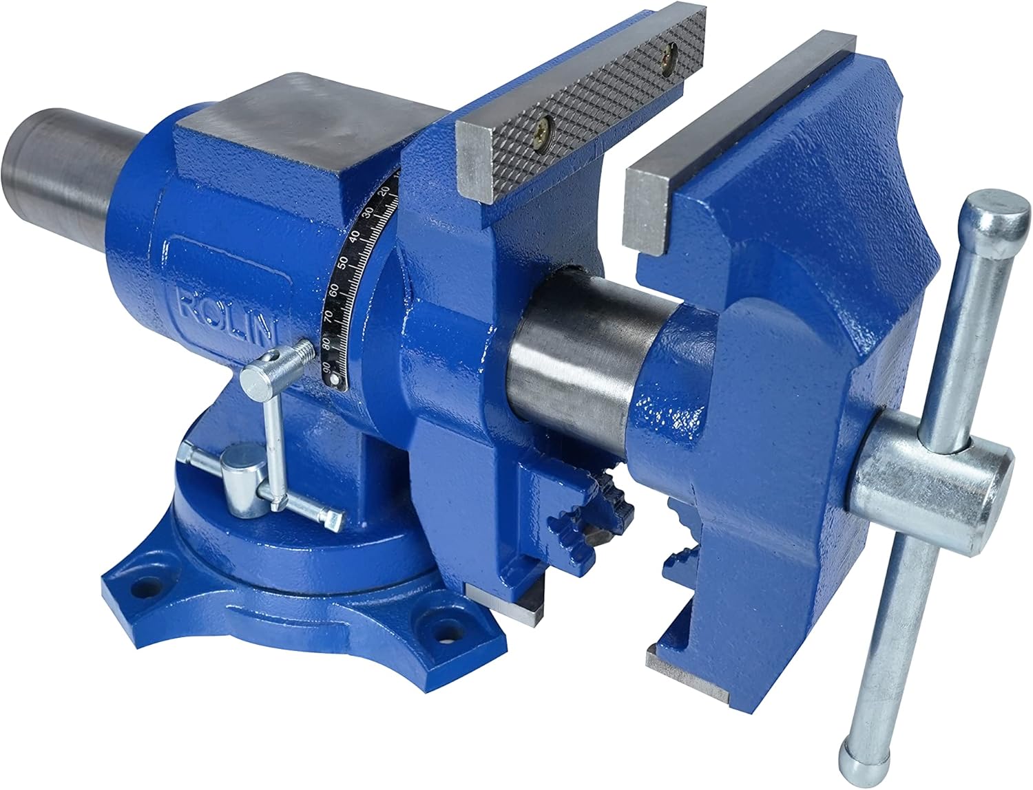 Rolin Vise 5 Inch Multi-Function Vises With Anvil Blue Bench Vise Heavy Duty Tools 360 Degree Swivel Base