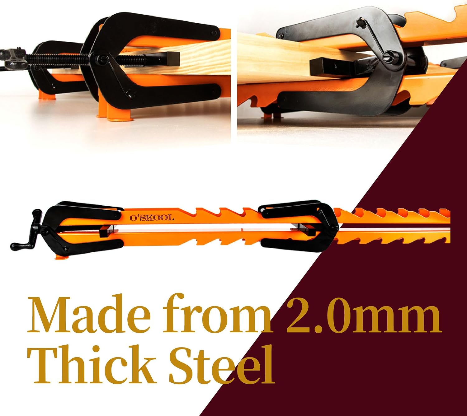 O'SKOOL 36 Inch Pressure Panel Clamps, 2 Pack 4-Way Steel Clamping System for Woodworking Panel Glue-Ups, Edge Gluing and Cutting Boards, CAV013