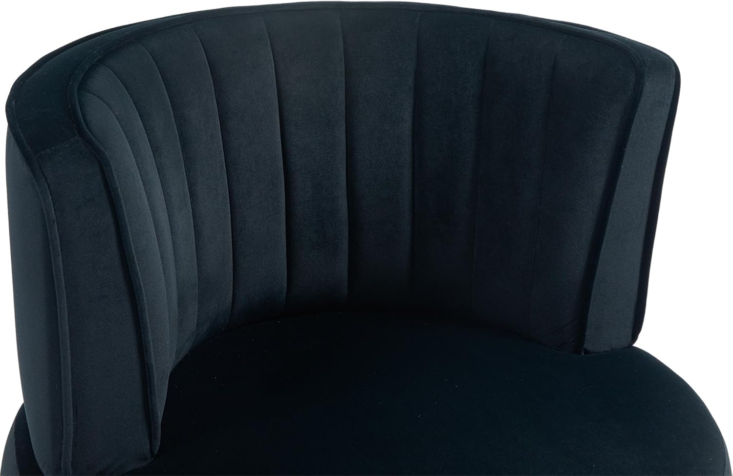 KEIKI Swivel Barrel Accent Chair, 360 Degree Rotating Upholstered Armchair with Velvet Fabric for Living Room, Office, Bedroom, Black