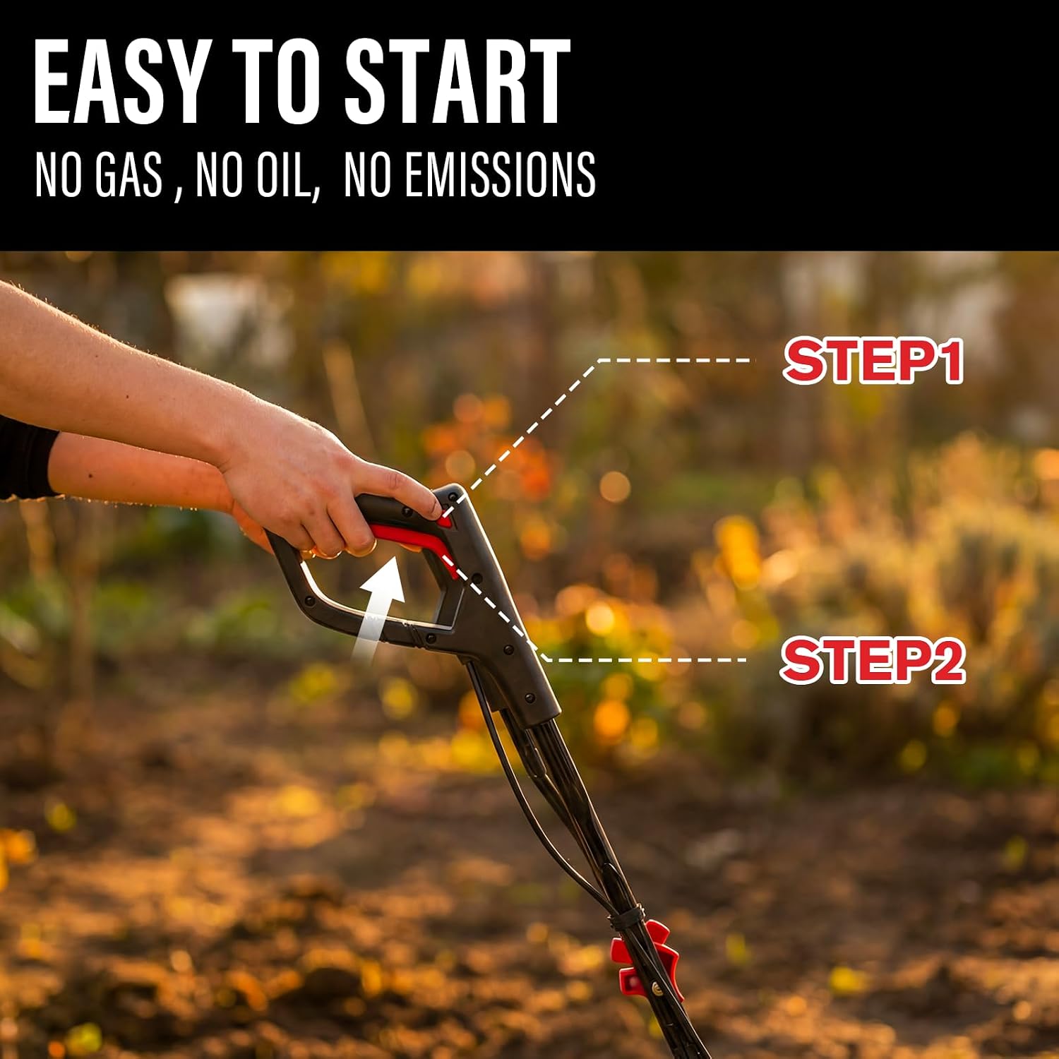 MZK 40V 12-inch Cordless Garden Tiller, 12In Width and 8.6In Depth Garden Rototiller,Battery Powered Garden Cultivator for Lawn/Gardening/Soil Cultivation(2 * 4.0Ah Battery&Charger Included),TC12D02