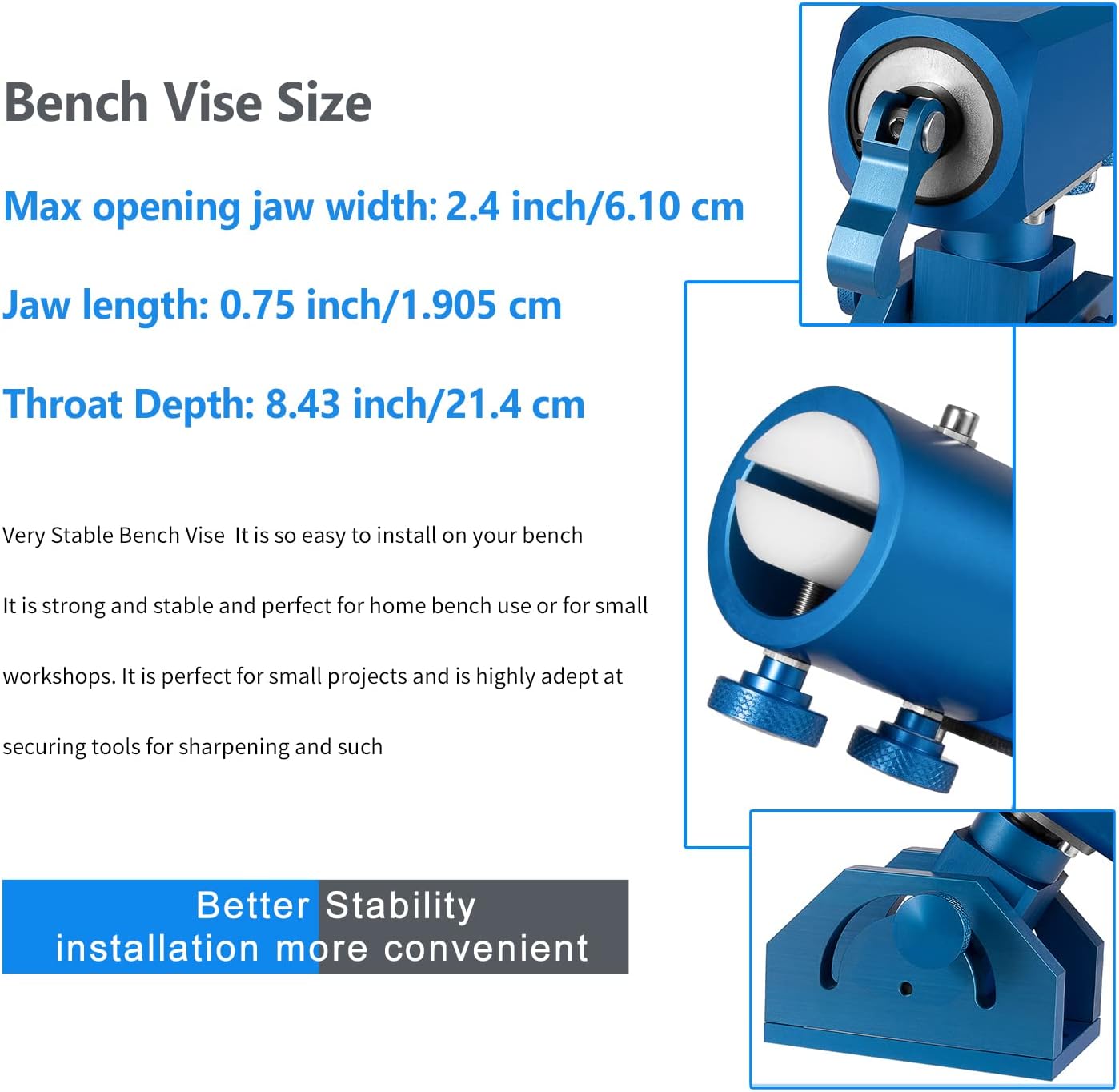 Sunluway-Three-Axis Blade Light Duty Workshop Knife Vise Tool, with 360-degree Swivel Base for Home or Industrial Craftsmen (Blue)