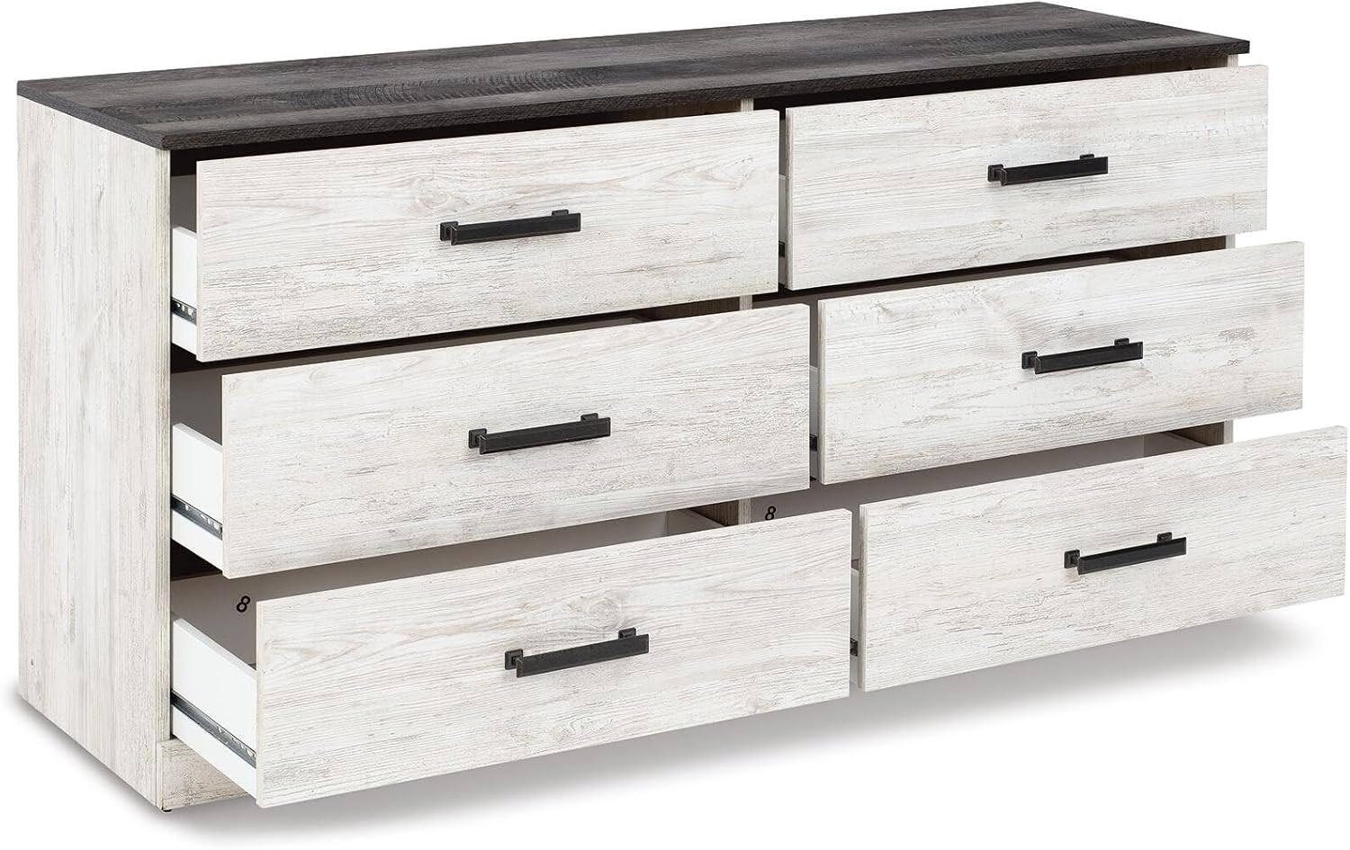 Signature Design by Ashley Shawburn Modern Farmhouse 6 Drawer Dresser, Two Tone White & Dark Gray