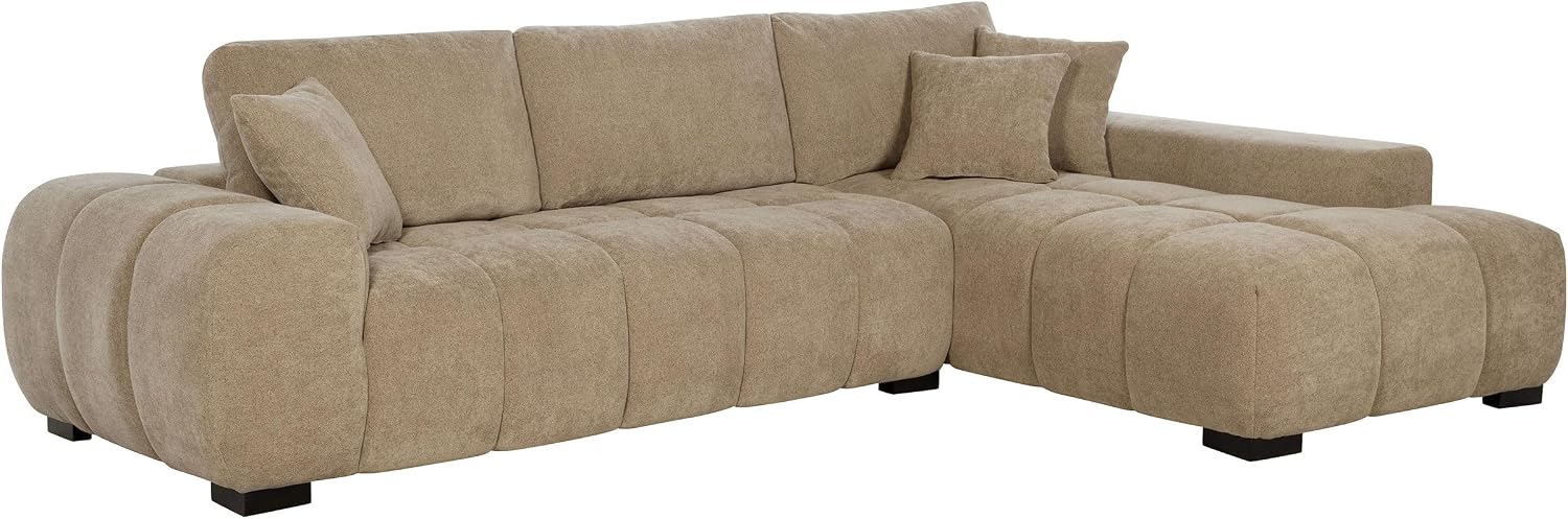 Coaster Home Furnishings - Octavia - Fabric - Upholstered Sectional Sofa with Chaise, Grid Tufting and Accent Pillows - Living Room - Camel - 509961