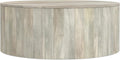 SIMPLIHOME Millbury Drum Coffee Table - 36 inch Wide Solid Mango Wood Round Living Room Table in White Wash, Contemporary Cocktail Table for Family Room or Lounge with Large Surface, Assembled