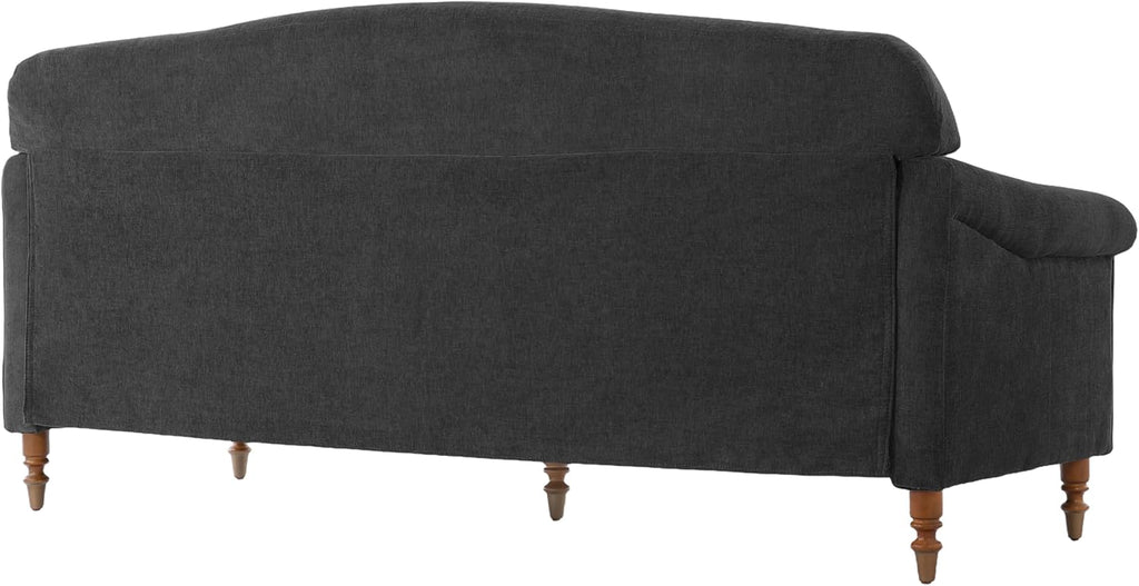 Christopher Knight Home Sola 77.5'' Modern Chenille Upholstered Loveseat Sofa with Rolled Armrest and Rubberwood Frame, 2-Seater Home Sofa Living Room, Comfy Couch for Hotel/Apartment, Dark Grey