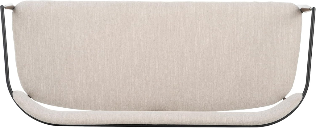 Christopher Knight Home Names Modern Metal Loveseat, Living Room Fabric Upholstered Settee, Curved Open Backrest 2-Seater Sofa, Cozy Couch for Bedroom, Apartment, Home Office, Black+Coffee+Beige