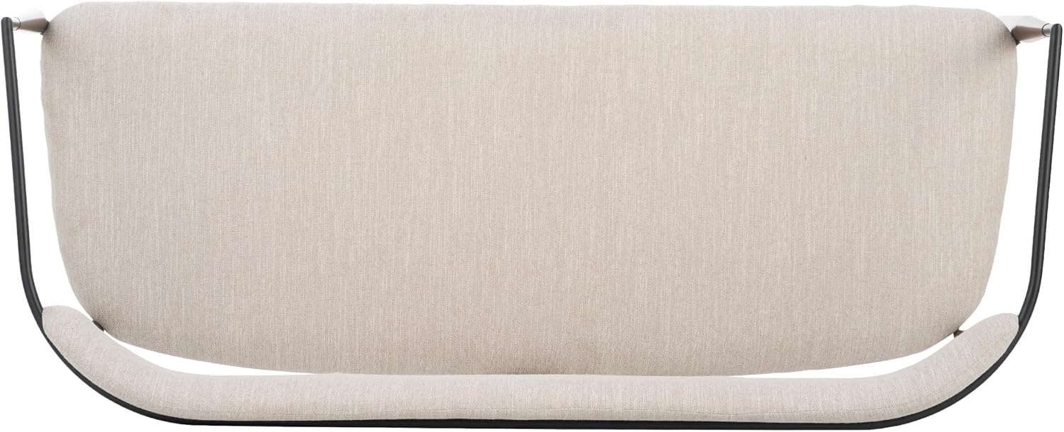 Christopher Knight Home Names Modern Metal Loveseat, Living Room Fabric Upholstered Settee, Curved Open Backrest 2-Seater Sofa, Cozy Couch for Bedroom, Apartment, Home Office, Black+Coffee+Beige
