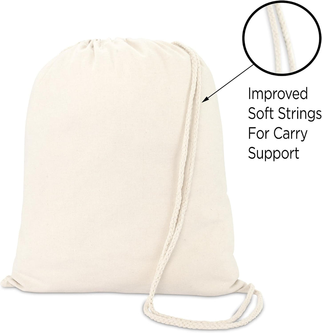 DALIX Cotton Drawstring Backpack Laundry Bags Bulk 50 Pack Mens Womens Natural