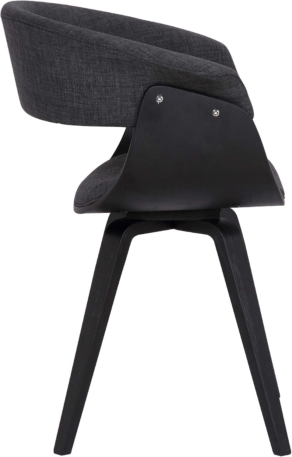 Armen Living Summer Mid Century Modern Dining Accent Chair for Table Kitchen Desk Vanity in Charcoal Fabric and Black Wood Finish