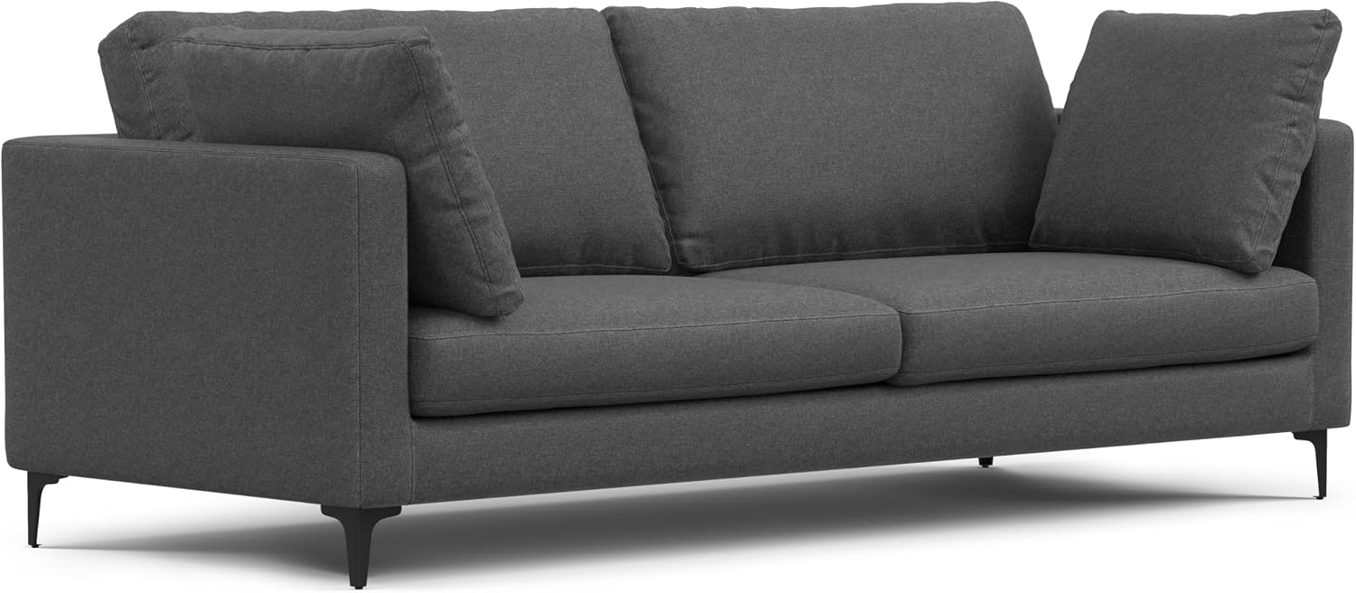 SIMPLIHOME Ava Sofa and Ottoman in 100% Recycled Polyester Performance Fabric, Pebble Grey, 90-inch-Wide 3-Seater Couch and Matching 36-inch-Wide Table Ottoman for Living Room, 2-Piece Set