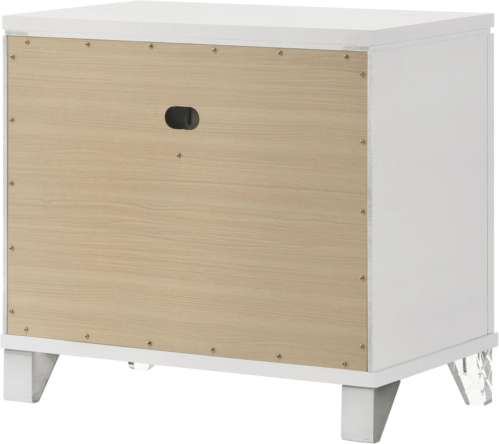 Coaster Home Furnishings Marmore Contemporary Wood 2-Drawer Bedroom Nightstand Bedside Table Organizer Unit White 224962