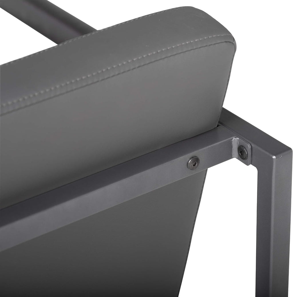 Studio Designs Home Modern Accent Chair Camber Mid-Century, Pewter Grey Metal Frame & Smoke Bonded Leather