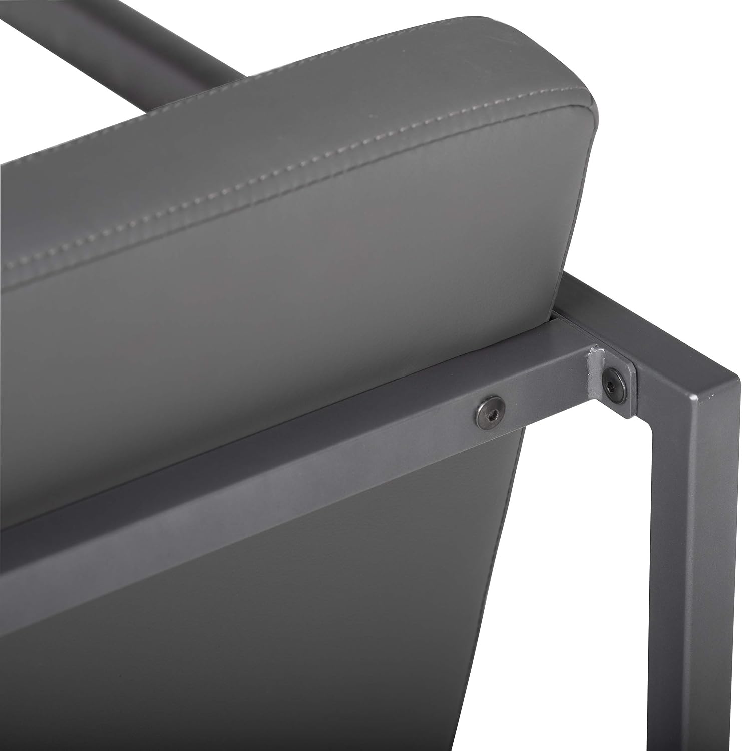 Studio Designs Home Modern Accent Chair Camber Mid-Century, Pewter Grey Metal Frame & Smoke Bonded Leather