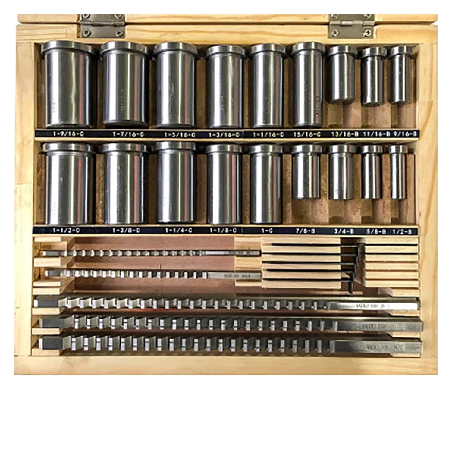 Keyway Broach Kit 30pcs Keyway Broach Set, Inch Sized 5pcs Broaches 1/2''-1-1/2'' 18pcs Bushings and 7pcs Shims HSS Keyway Tool for CNC Machine