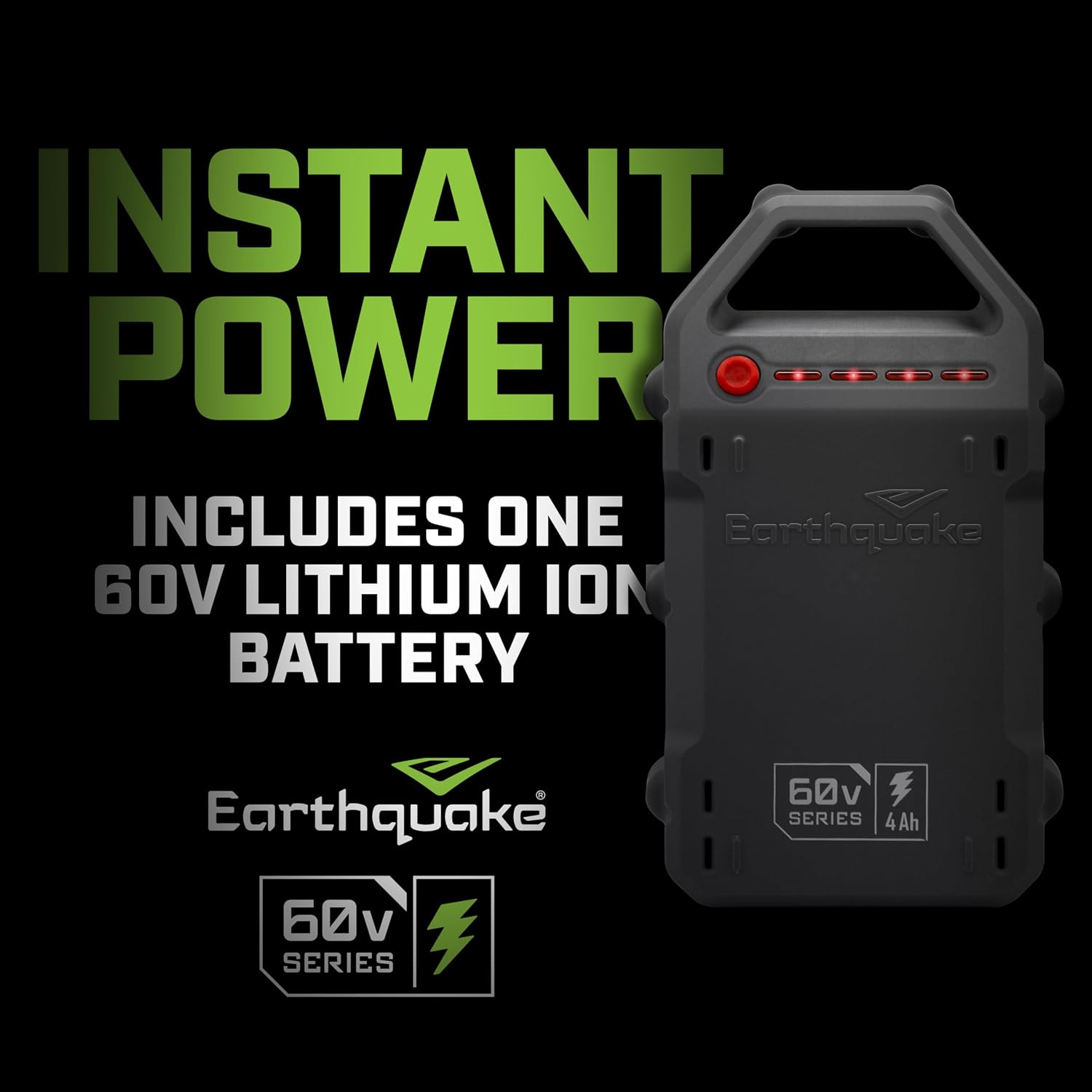Earthquake 60V Cultivator with 4Ah Battery and Charger Included, Variable Speed Trigger, Adjustable Transport Wheels, Overhand Handlebars, U.S. Based Customer Support, 46091