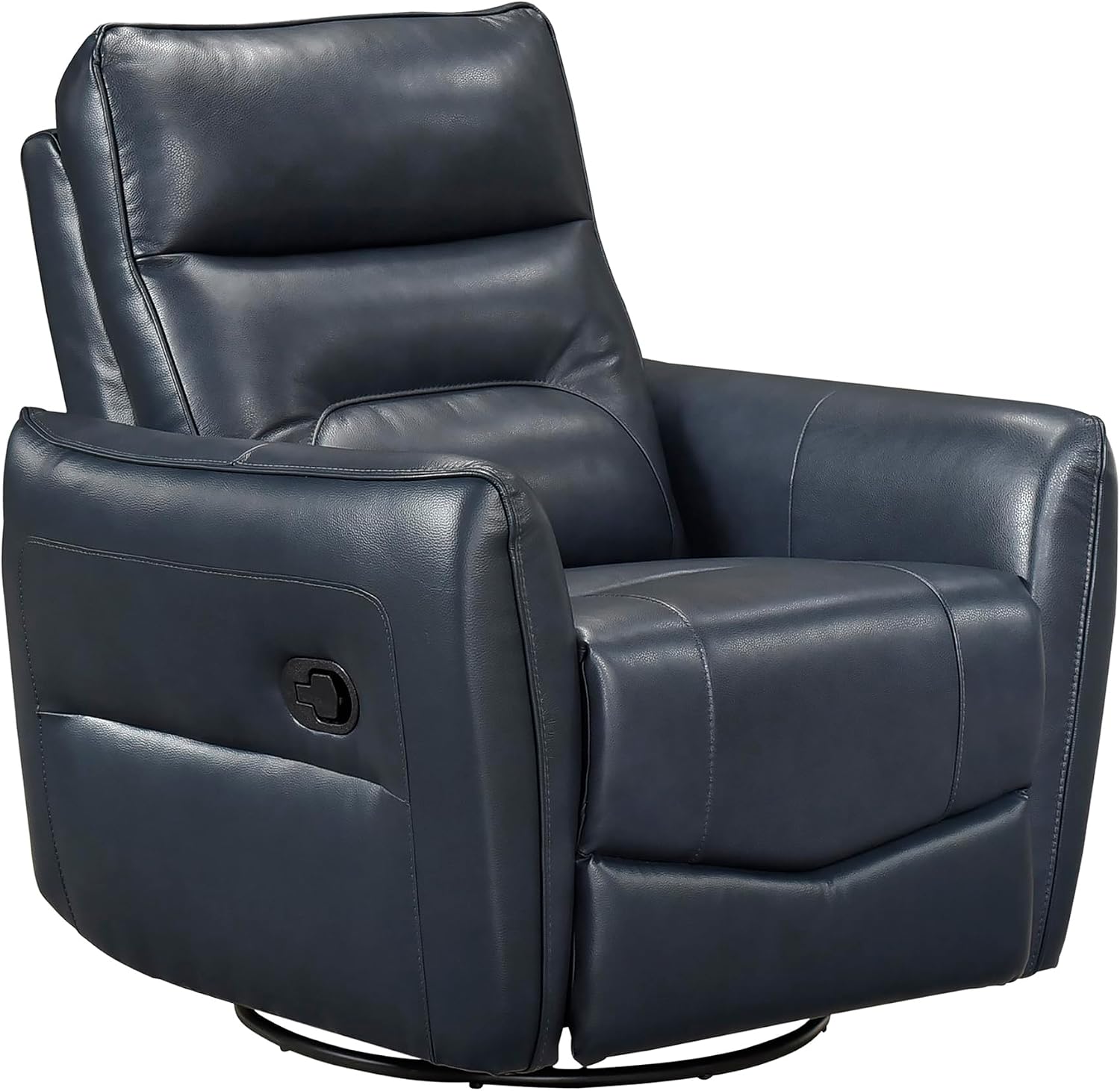 Lexicon Swivel Glider Reclining Chair, Top Grain Leather Match Manual Recliner, Comfy Nursery Glider Recliner, Swivel Reclining Chair for Living Room/Office/Bedroom/Apartment, Dark Blue