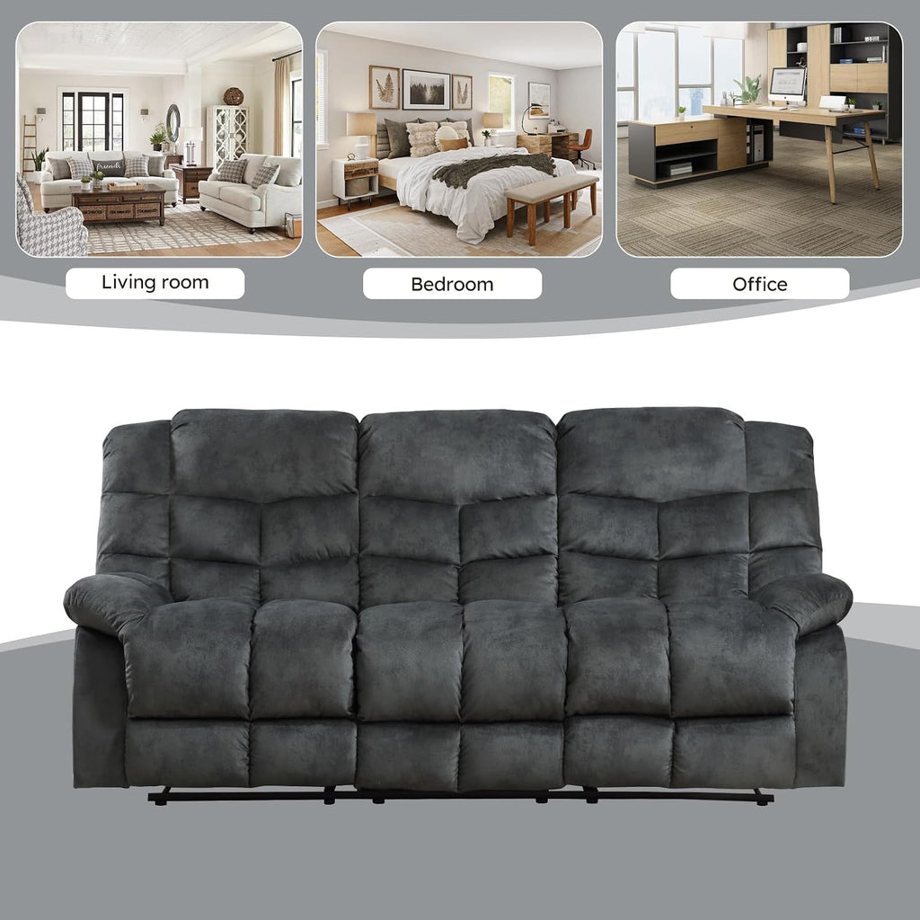 EBELLO Reclining Living Room Set, One Seat Manual Recliner, Loveseat Recliner Sofa and 3PC Bonded Manual Sofa Couch, Grey Green