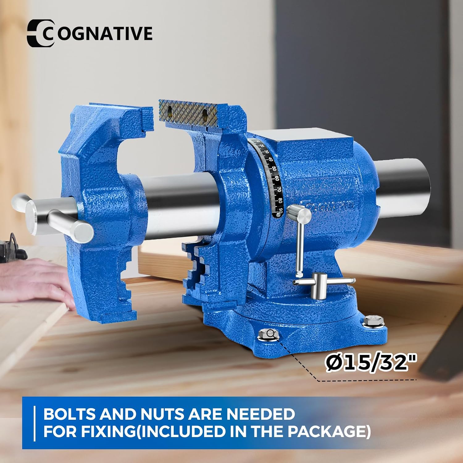 5-Inch Heavy Duty Bench Vise Ductile Iron Bench Vise 360° Multi-Purpose Bench Vice with Anvil, Clamp force 4000KG, Blue
