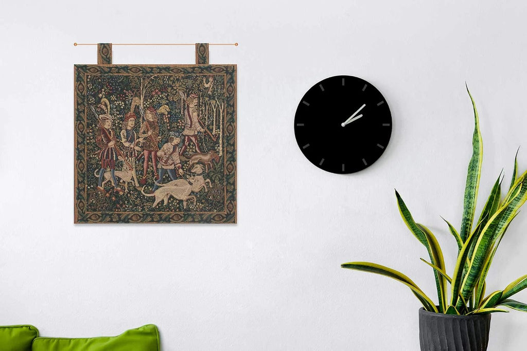 C Charlotte Home Furnishings Inc Unicorn Hunt with Loops Belgian Tapestry Wall Hanging | Viscose Cotton and Polyester Blend Wall Art | 19 in. x 19 in | Home Decor Accents