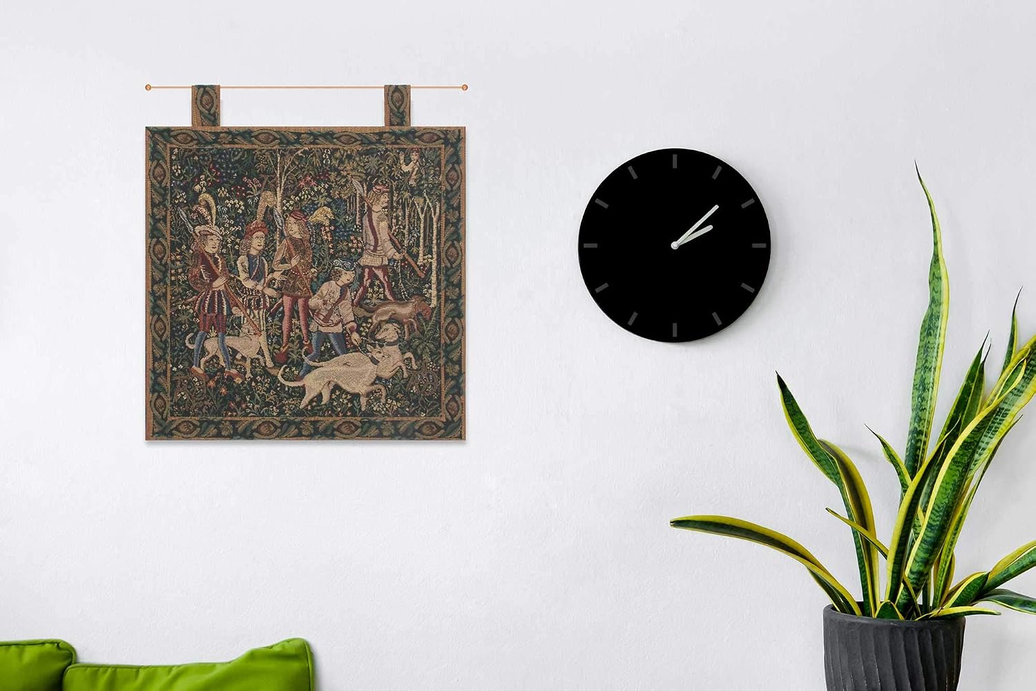 C Charlotte Home Furnishings Inc Unicorn Hunt with Loops Belgian Tapestry Wall Hanging | Viscose Cotton and Polyester Blend Wall Art | 19 in. x 19 in | Home Decor Accents