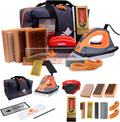 RaceWax Elite Ski and Snowboard Tuning and Waxing Kit - Complete with Waxing Iron, Angled Edge Tuner, Universal Temperature Wax, Edge Tools, Base Repair Tools, and Cordura Travel Bag - (PC-7909)
