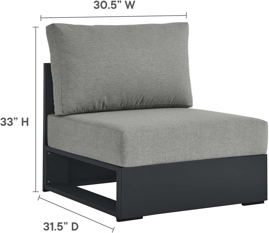 Modway Tahoe Aluminum 4-Piece Outdoor Patio Furniture Gray, Modular Sectional Sofa Set with Chaise Lounges, Weather-Resistant Cushion, Ideal for Deck, Backyard, Poolside