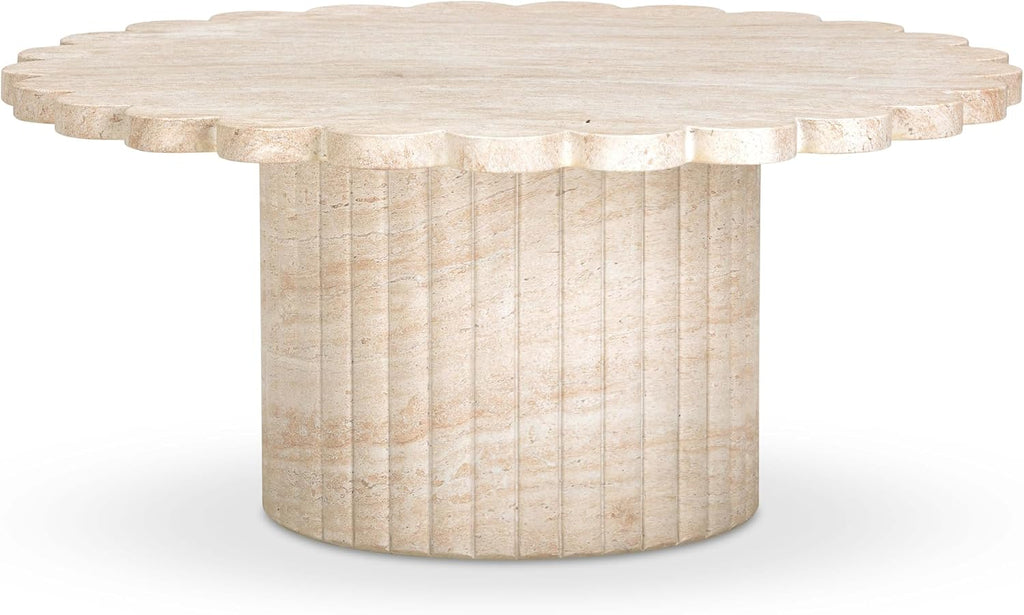 Tov Furniture Blossom Washed Travertine Finish Indoor/Outdoor Coffee Table