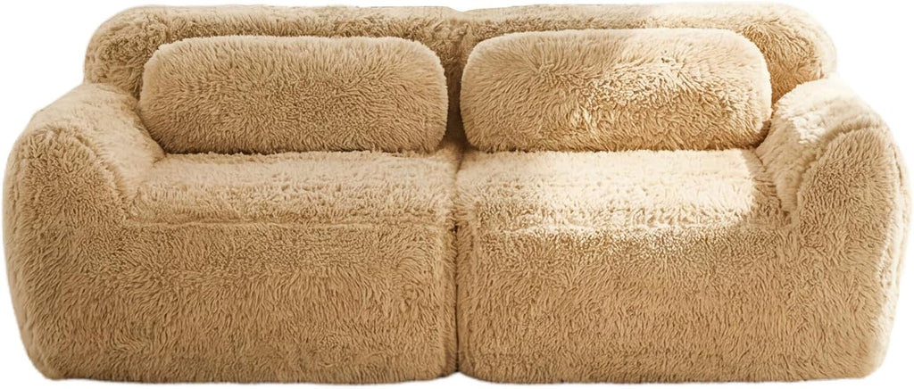 80-Inch Boneless Love Seat Couches in a Box, 2 Seat Modular Foam Cloud Sofa Floor Compressed Loveseat Couch W/Angle Armrests for Home Apartments Bedroom Living Room