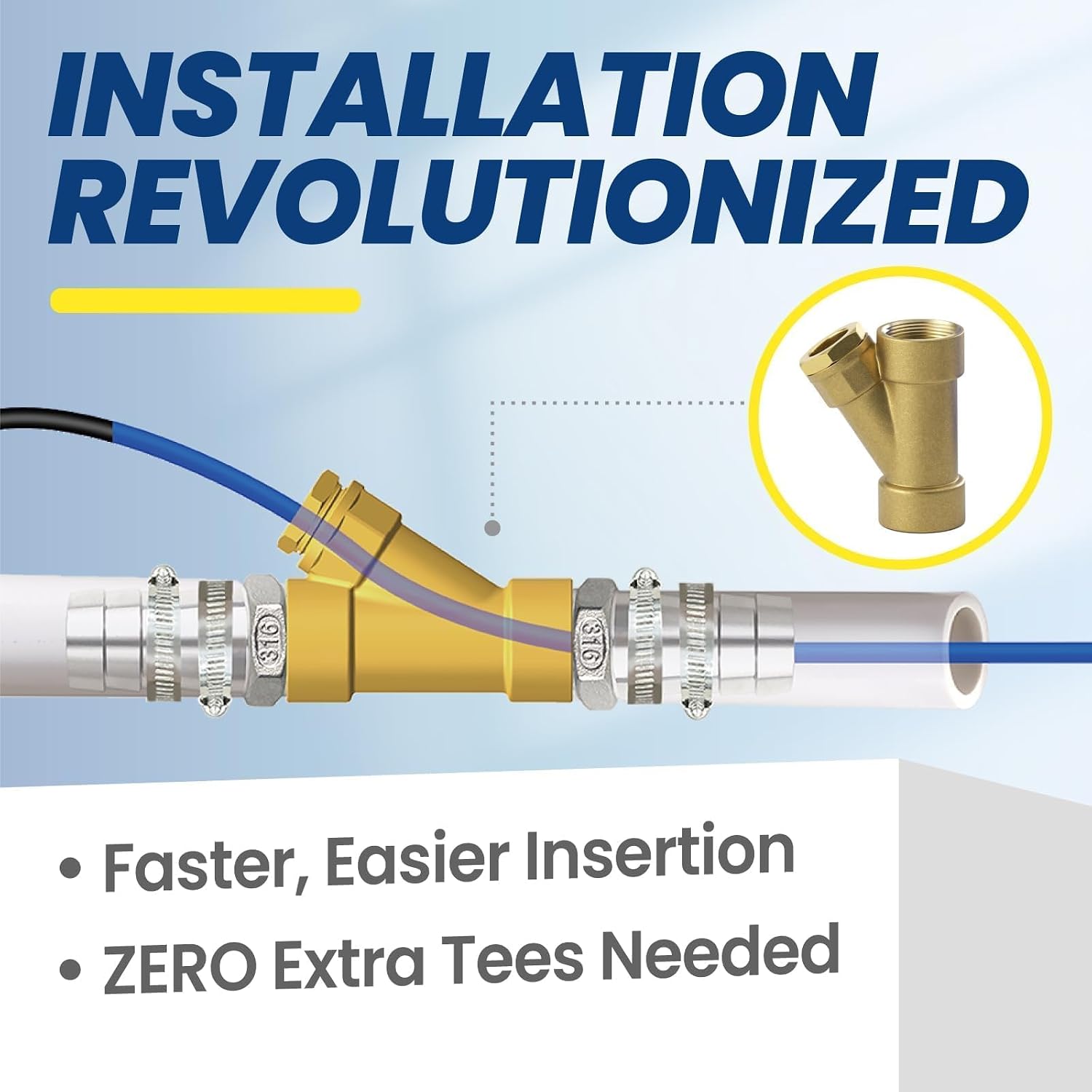 Upgrade In Pipe Heating Cable with Y-Fitting, CSA Certified Self-Regulating Heating Cable Inside Pipe for Easy Installation, 120V 25ft, YeloDeer Freeze Protection for Drinking Water Pipes