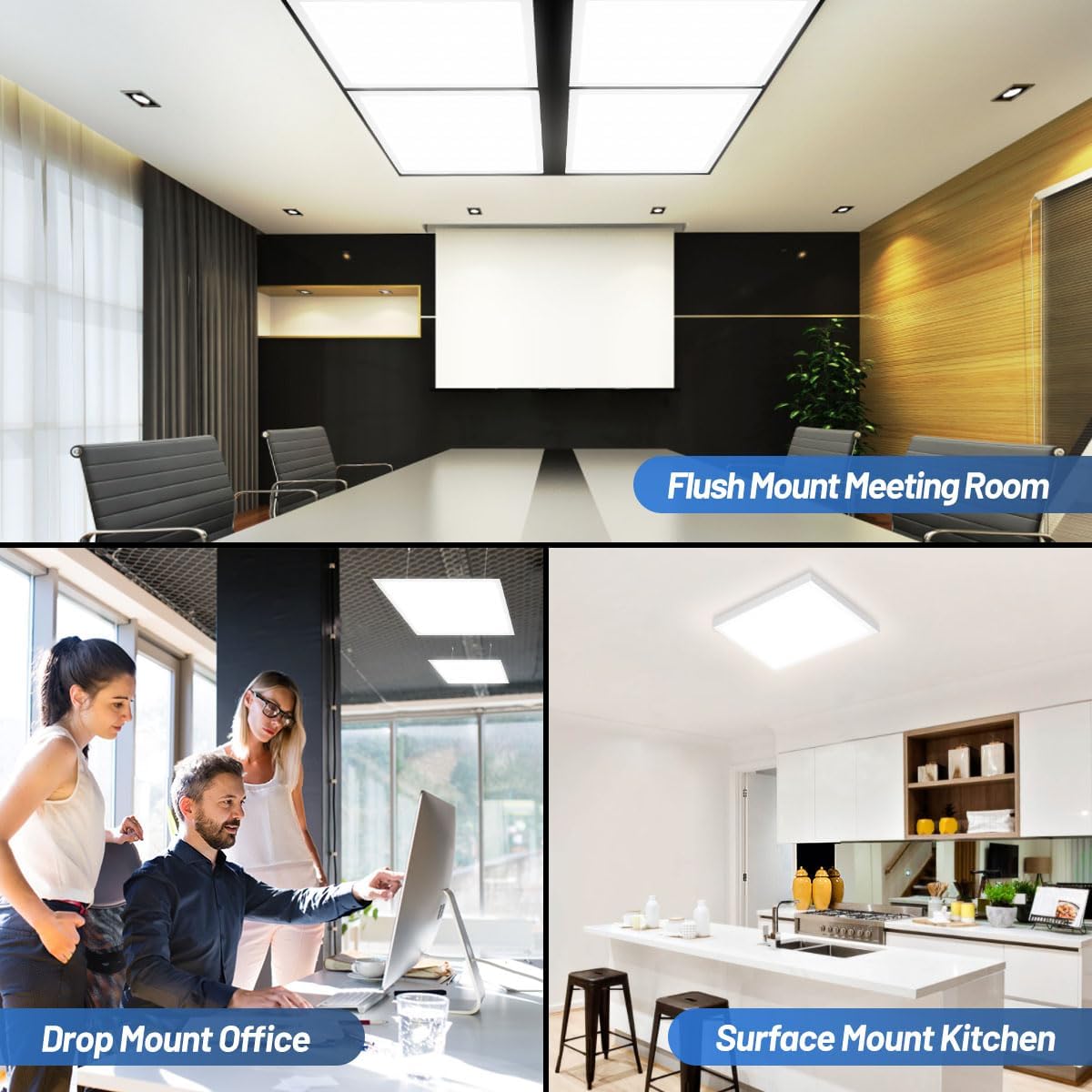 Allsmartlife 2x2 LED Flat Panel Ceiling Light 4-Pack, 0-10V Dimmable, 5CCT 3000K-3500K-4500K-5000K-6000K, MAX 60W/7200 Lumens, Back-Lit Drop Ceiling Light Fixtures, 100-277V 50/60Hz