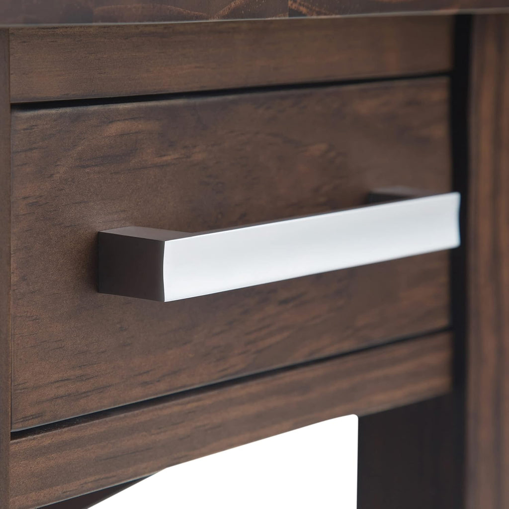SIMPLIHOME Kitchener End Table - 14 inch Wide Solid Wood Narrow Accent Table with Drawer and Open Shelf in Warm Walnut Brown, Contemporary Nightstand with X-Design for Living Room or Bedroom