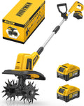 Alloyman 20V Cordless Tiller Cultivator, 360RPM Electric Garden Tiller, with 2 * 4.0Ah Batteries & Charger, 9In Tilling Width and 6.6In Depth Garden Rototiller for Lawn/Gardening/Soil Cultivation