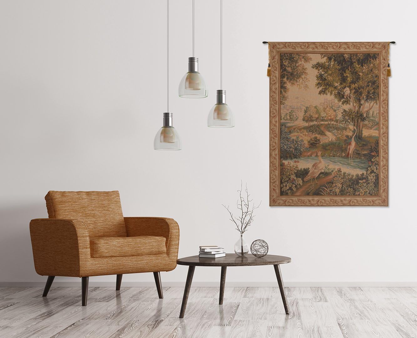 Charlotte Home Furnishings Inc. Verdure Aux Oiseaux I French Tapestry Wall Hanging 58 X 43 Inch Viscose Cotton And Polyester Blend Wall Art Perfect For Home Decor Room Decor And Wall Decor