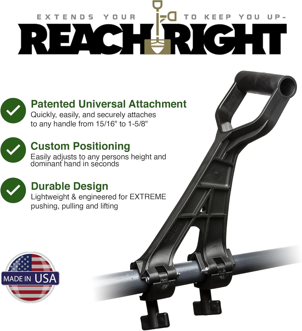 Reach Right Universal Handle Attachment for Weedeater, String Trimmer, Shovel, Rake & More | Versatile Ergonomic Back Saving Attachment for All Gardening Tools | Made in the USA | 2 Pack