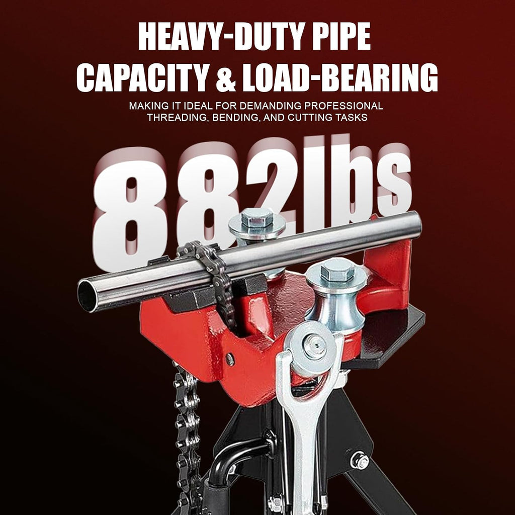Pipe Vise Stand with Chain, 2-in-1 Bender, 882LB Capacity, Folding Tripod for 1/8'-5' Pipes
