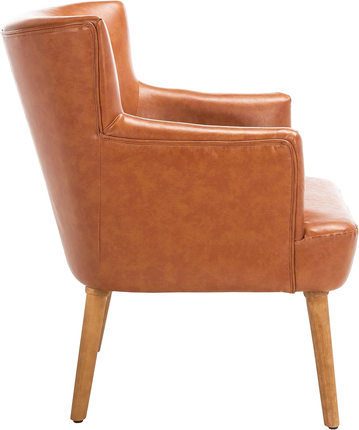 SAFAVIEH Home Collection Delfino Cognac Faux Leather/Natural Accent Chair