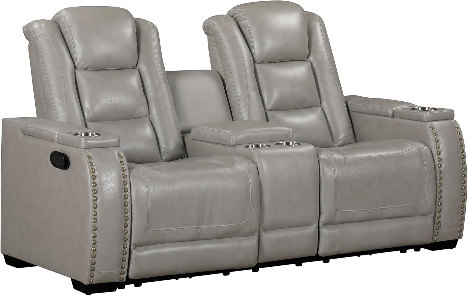 New Classic Furniture Breckenridge 2-Piece Leather Upholstery Manual Reclining Livingroom Set in Gray