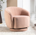 Container Furniture Direct Modern Barrel Swivel Chair with Plush Velvet Upholstery and Smooth 360° Rotation, Round Accent One-Seater Sofa for Living Room, Bedroom, and Office, Pink