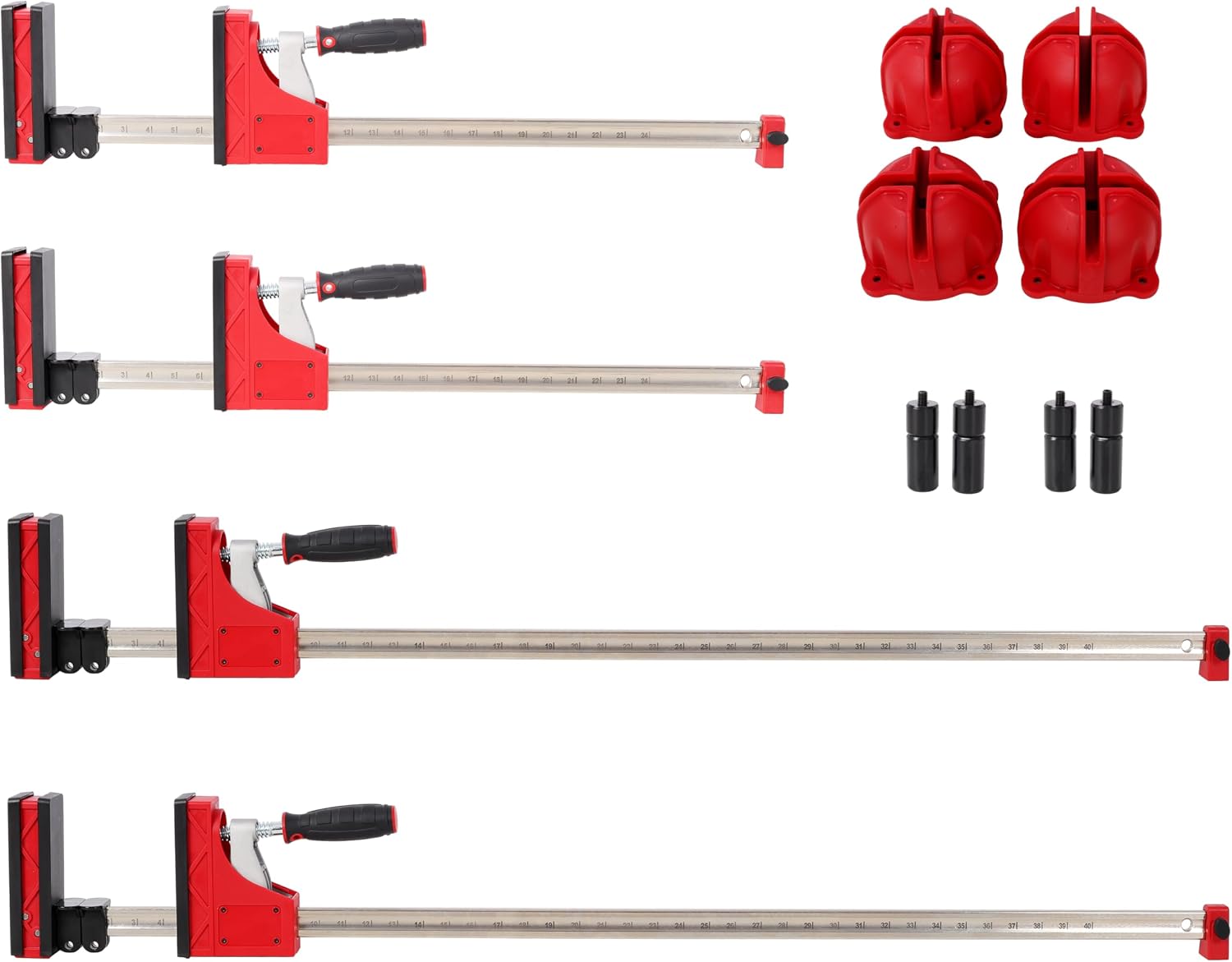 12PCS Premium Parallel Clamp Kit – 24' & 40' Clamps (4 Total) + 2' Bench Dogs (4PCS) + Framing Blocks (4PCS) – 1,700 LBS Force, 90° Precision Alignment, Heavy-Duty Woodworking & DIY Tool Set