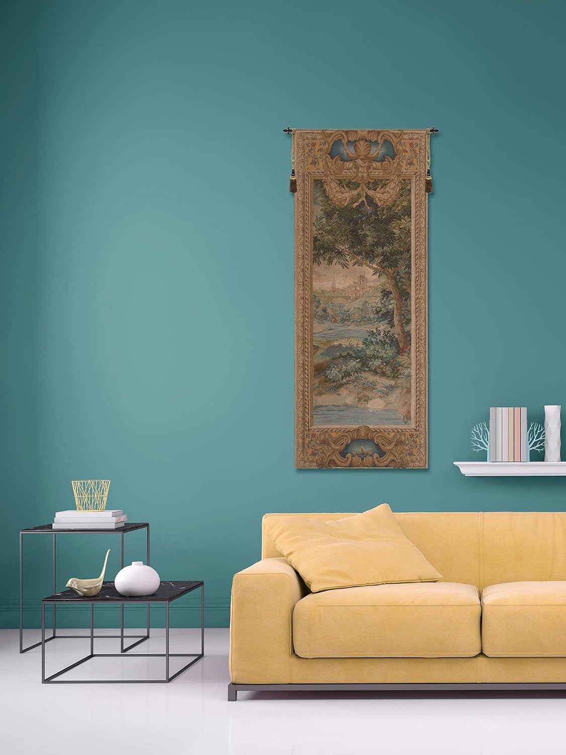 Charlotte Home Furnishings Inc. Portiere Cascade II French Tapestry Wall Hanging 74 X 30 Inch Viscose Cotton And Polyester Blend Wall Art Perfect For Home Decor Room Decor And Wall Decor