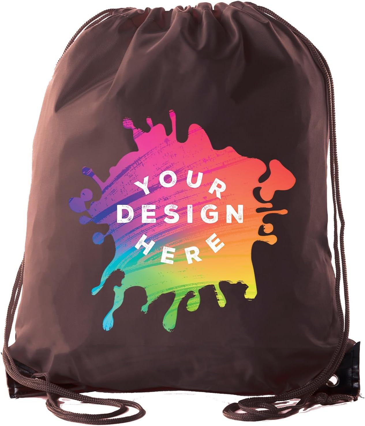 Mato & Hash Full Color Custom Bags With Your Logo | 100PK Promotional Drawstring Backpack - 100PK Brown DTFCA2500