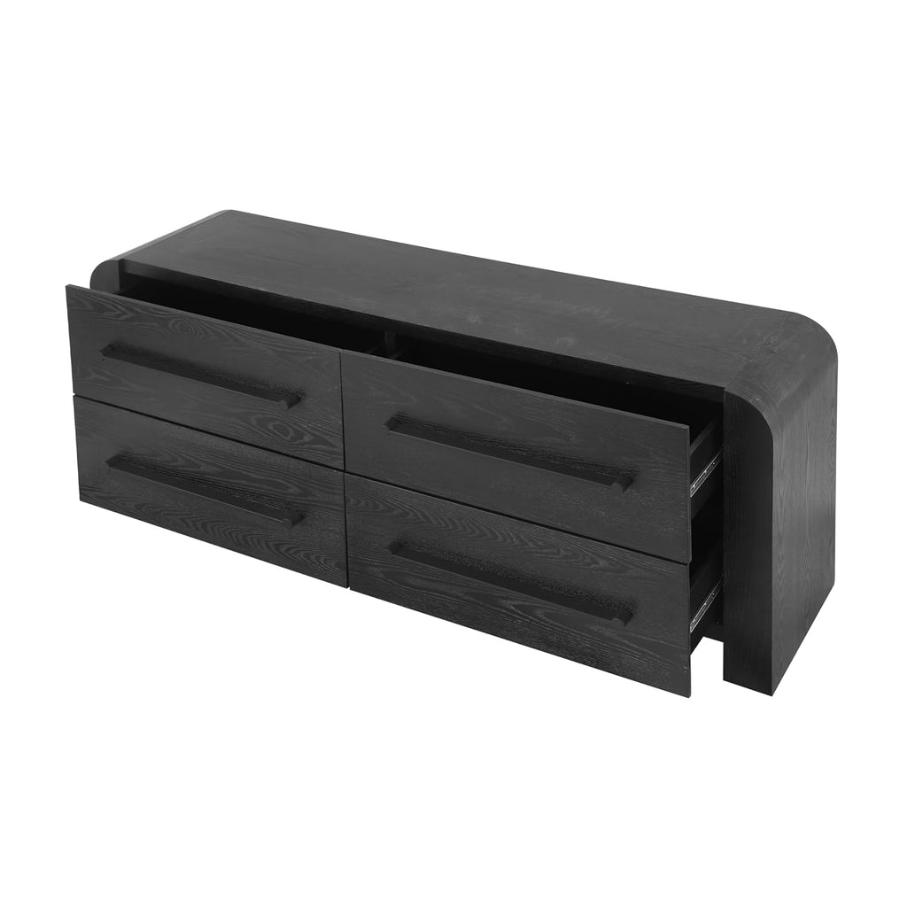 Christopher Knight Home Rulor Modern Sideboard Buffet Cabinet, Wooden Storage Cabinet Organizer, Living Room TV Stand Entertainment Center, Narrow Console Table, Black