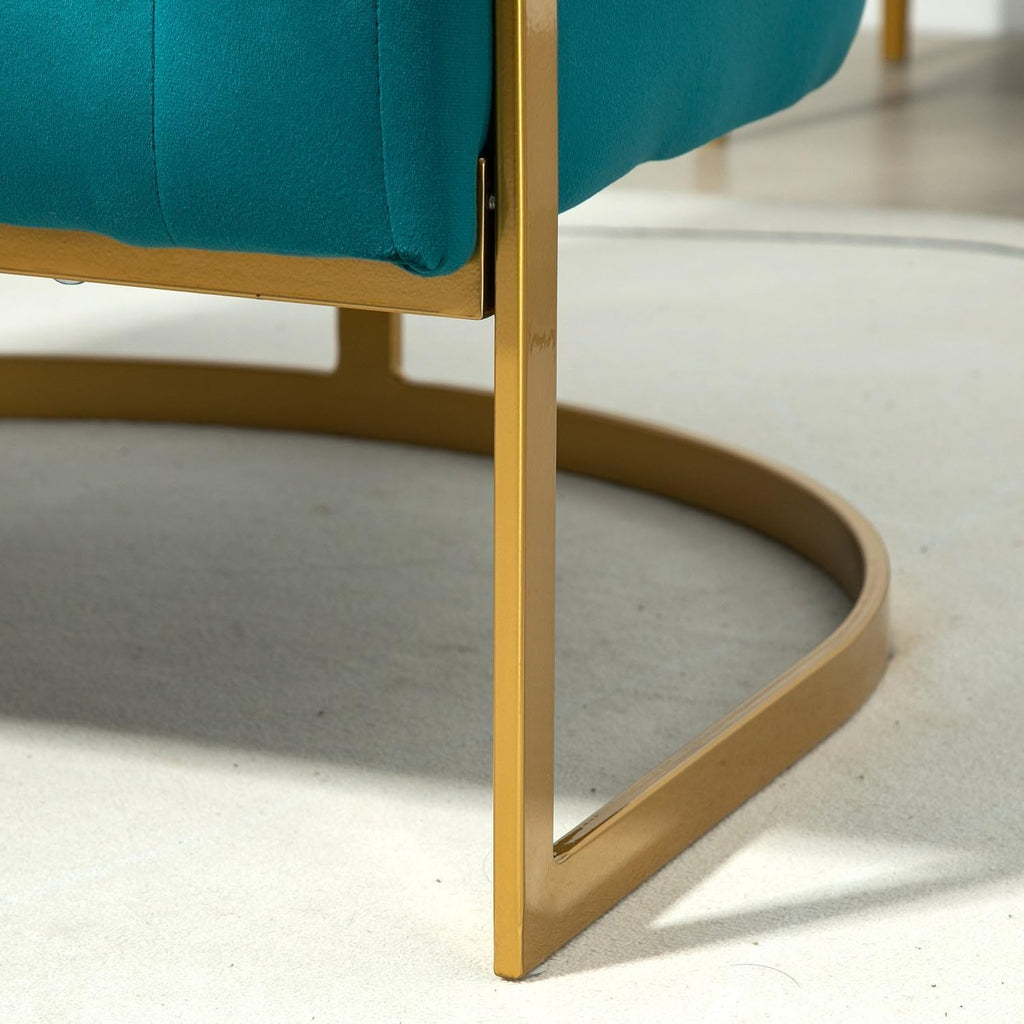 Container Furniture Direct Velvet Modern Accent Armchair - Luxury Gold Frame | Versatile Seating for Living Room, Bedroom, Office, Greenish Blue