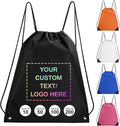 Fyore Custom Drawstring Bags with Logo Text, 50 Pack Bulk Personalized Promotional Items with Your Logo, 420D Polyester Customize Cinch Sack Bags for Travelling, Gym, Business Events, Daily Use