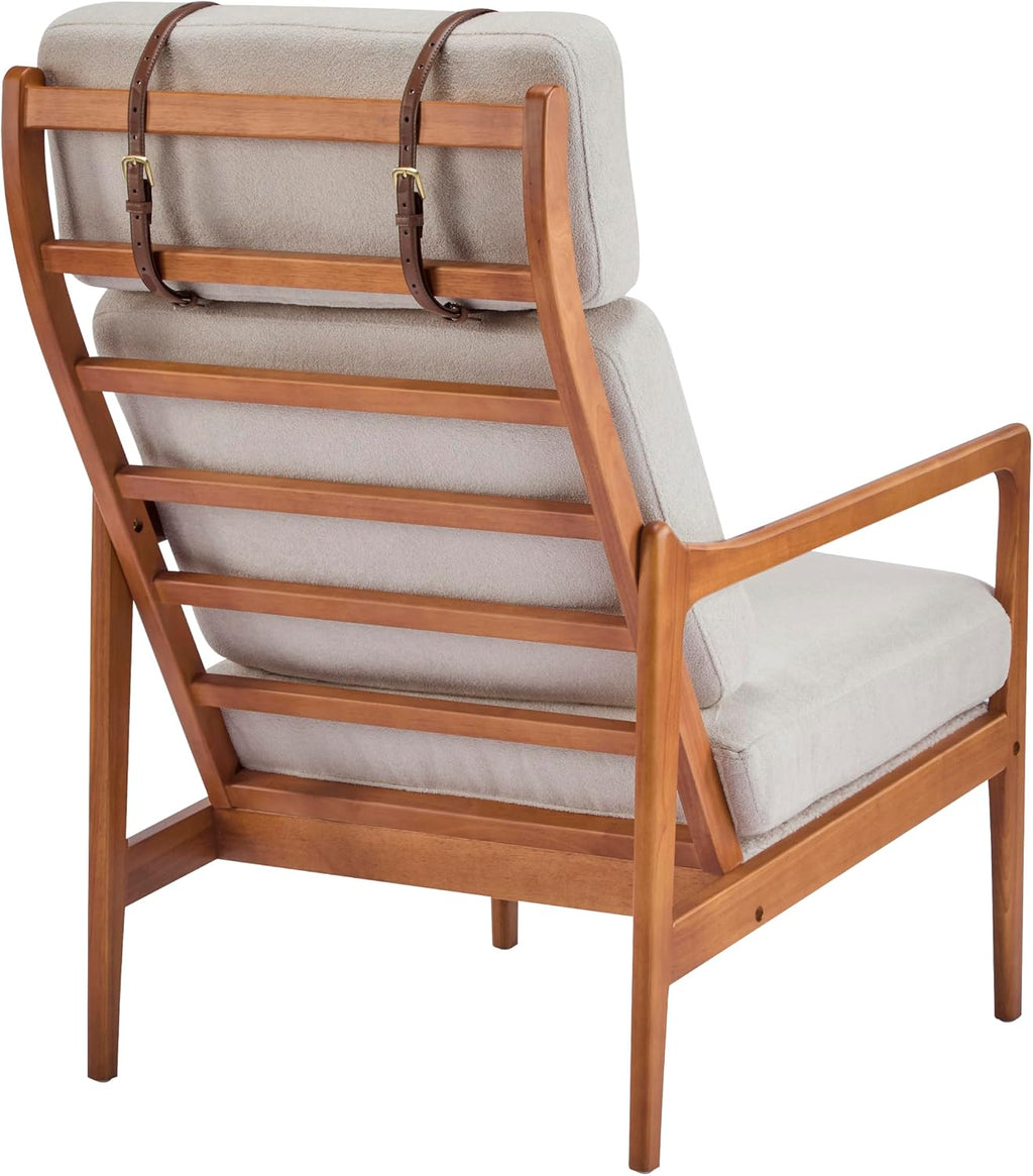 Christopher Knight Home Nadine Upholstered Accent Chair, Wooden Club Chair, Cushions Support Armchair, Comfy Lounge, Single Reading Sofa, Solid Wood Frame Armchair for Living Room Home, Light Gray