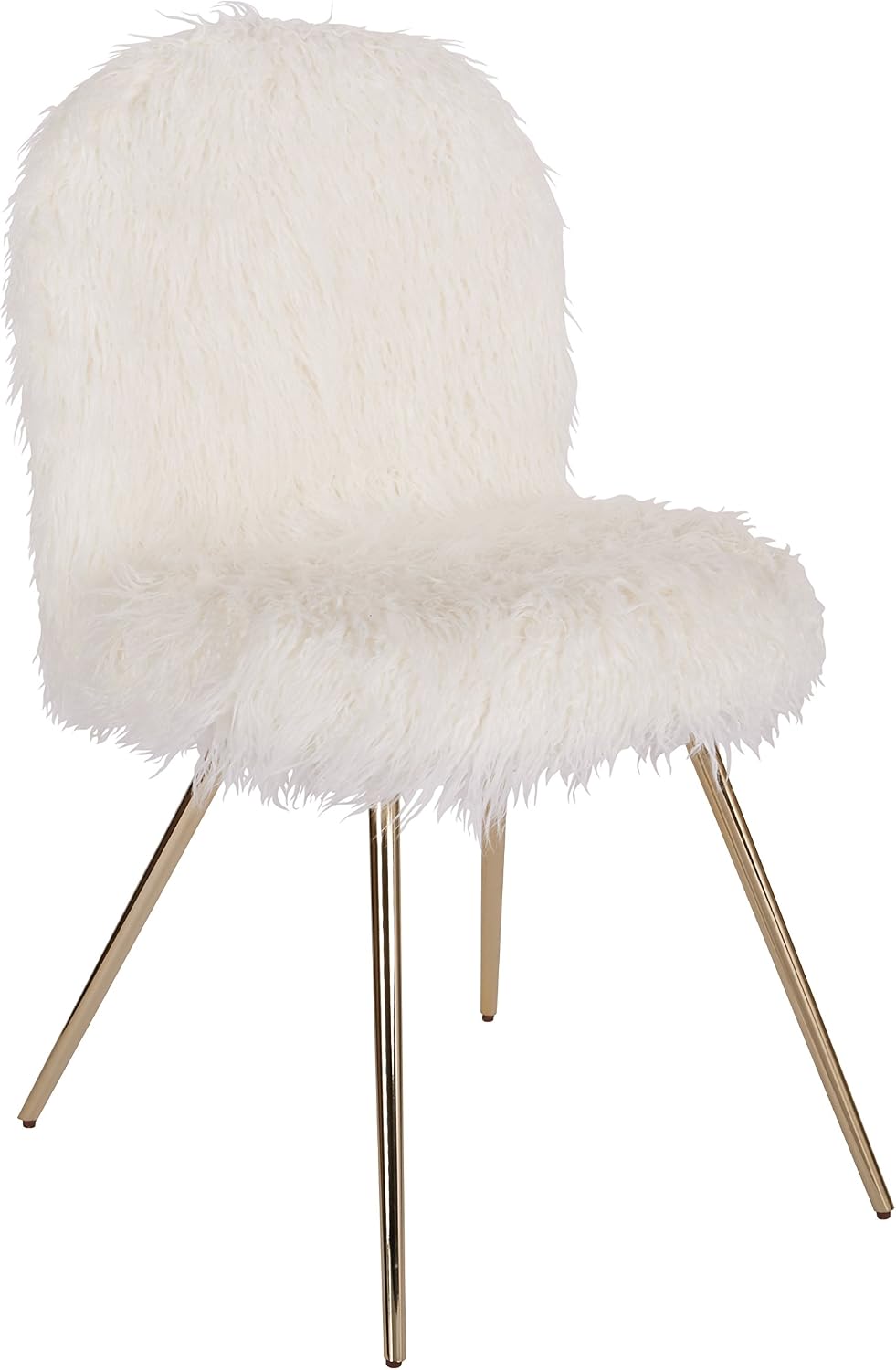 OSP Home Furnishings Julia Chic Accent Chair, White Faux Fur and Gold Legs