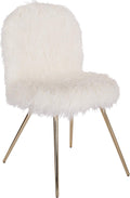 OSP Home Furnishings Julia Chic Accent Chair, White Faux Fur and Gold Legs